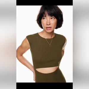 Wilfred Free Cut Out Knit Mini Dress in Sage- XS